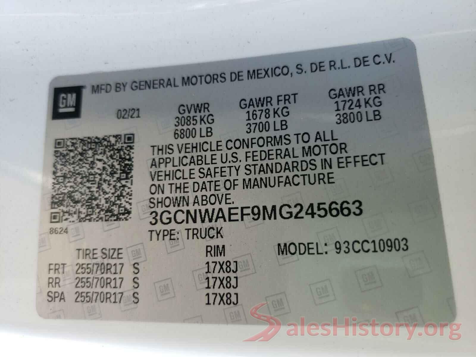 3GCNWAEF9MG245663 2021 CHEVROLET SILVERADO