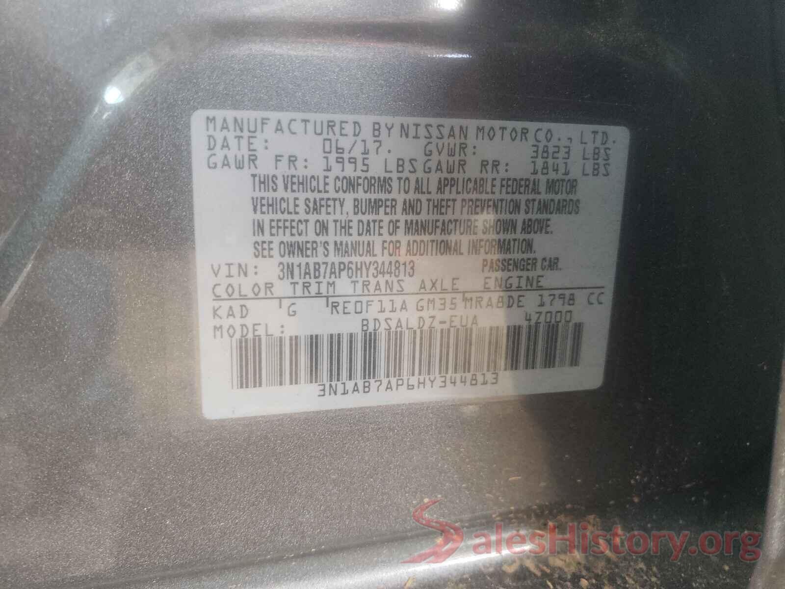 3N1AB7AP6HY344813 2017 NISSAN SENTRA