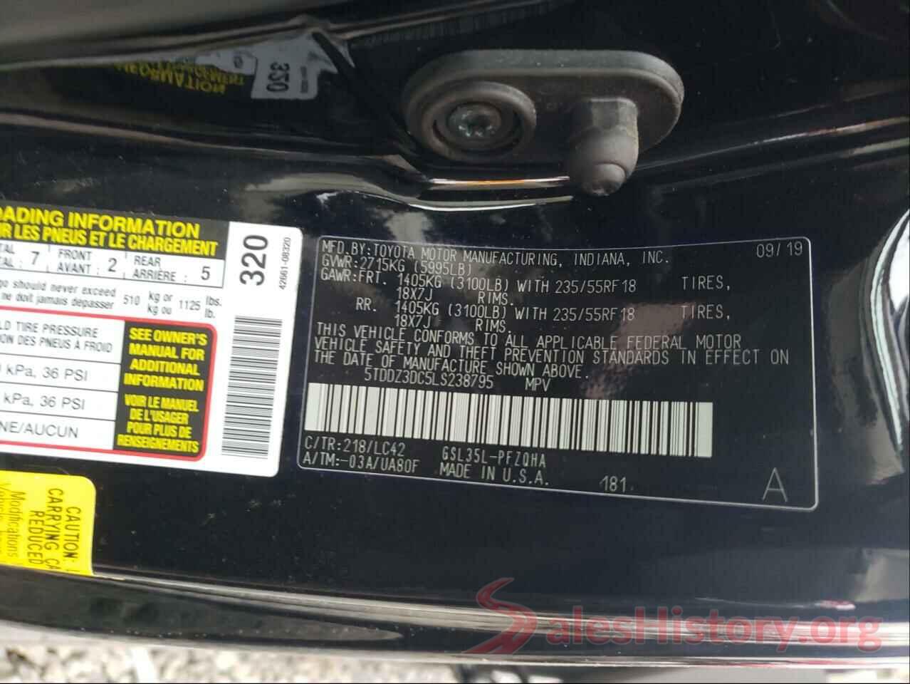 5TDDZ3DC5LS238795 2020 TOYOTA SIENNA