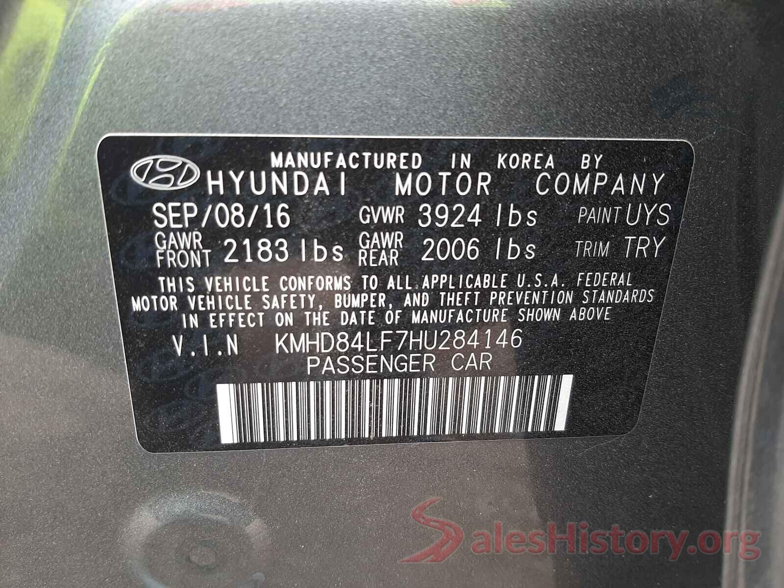 KMHD84LF7HU284146 2017 HYUNDAI ELANTRA