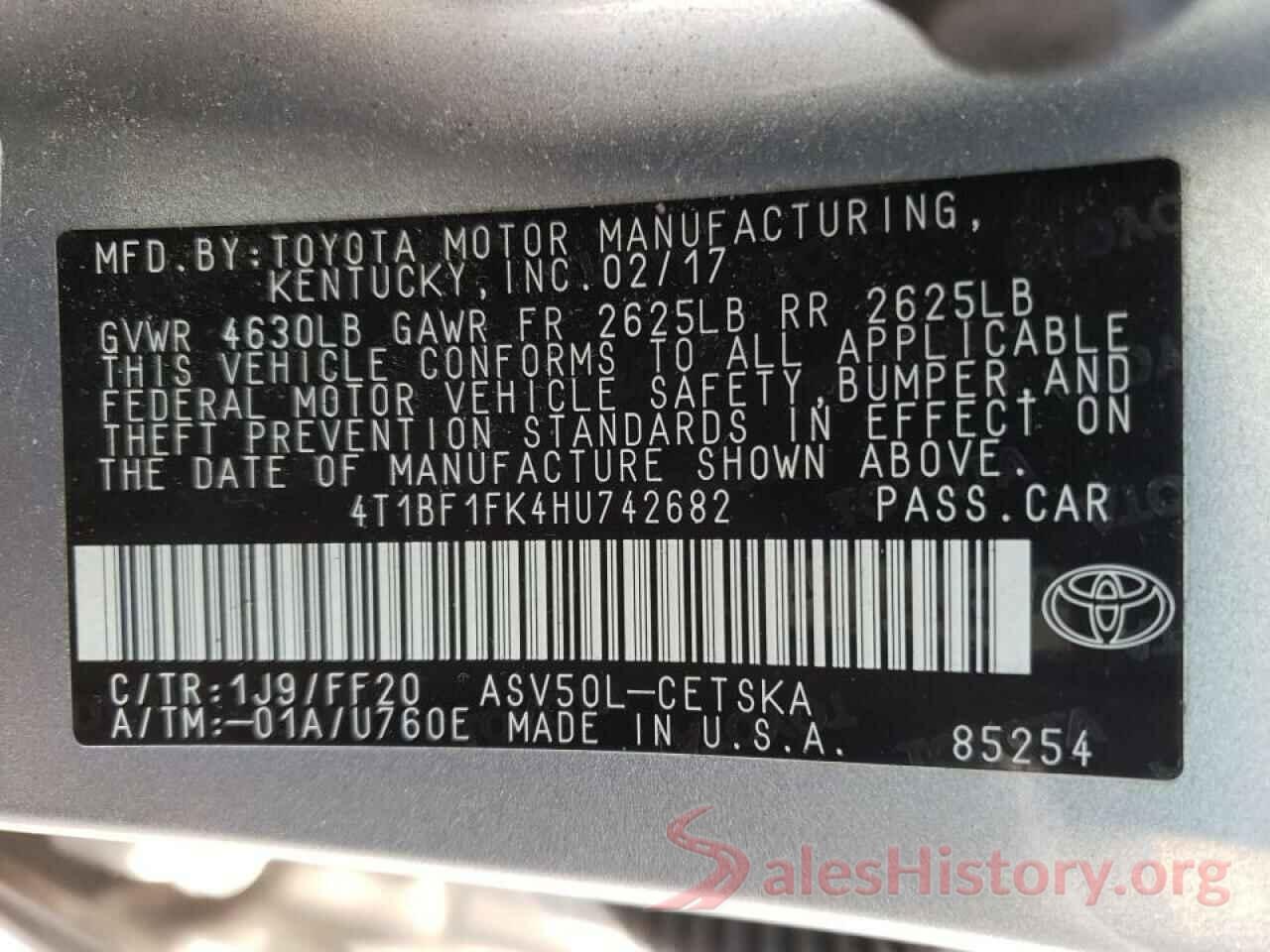 4T1BF1FK4HU742682 2017 TOYOTA CAMRY