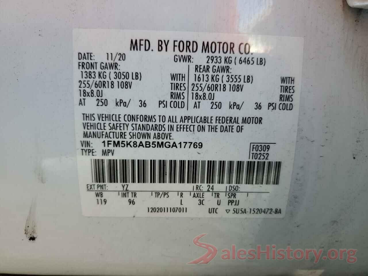 1FM5K8AB5MGA17769 2021 FORD EXPLORER