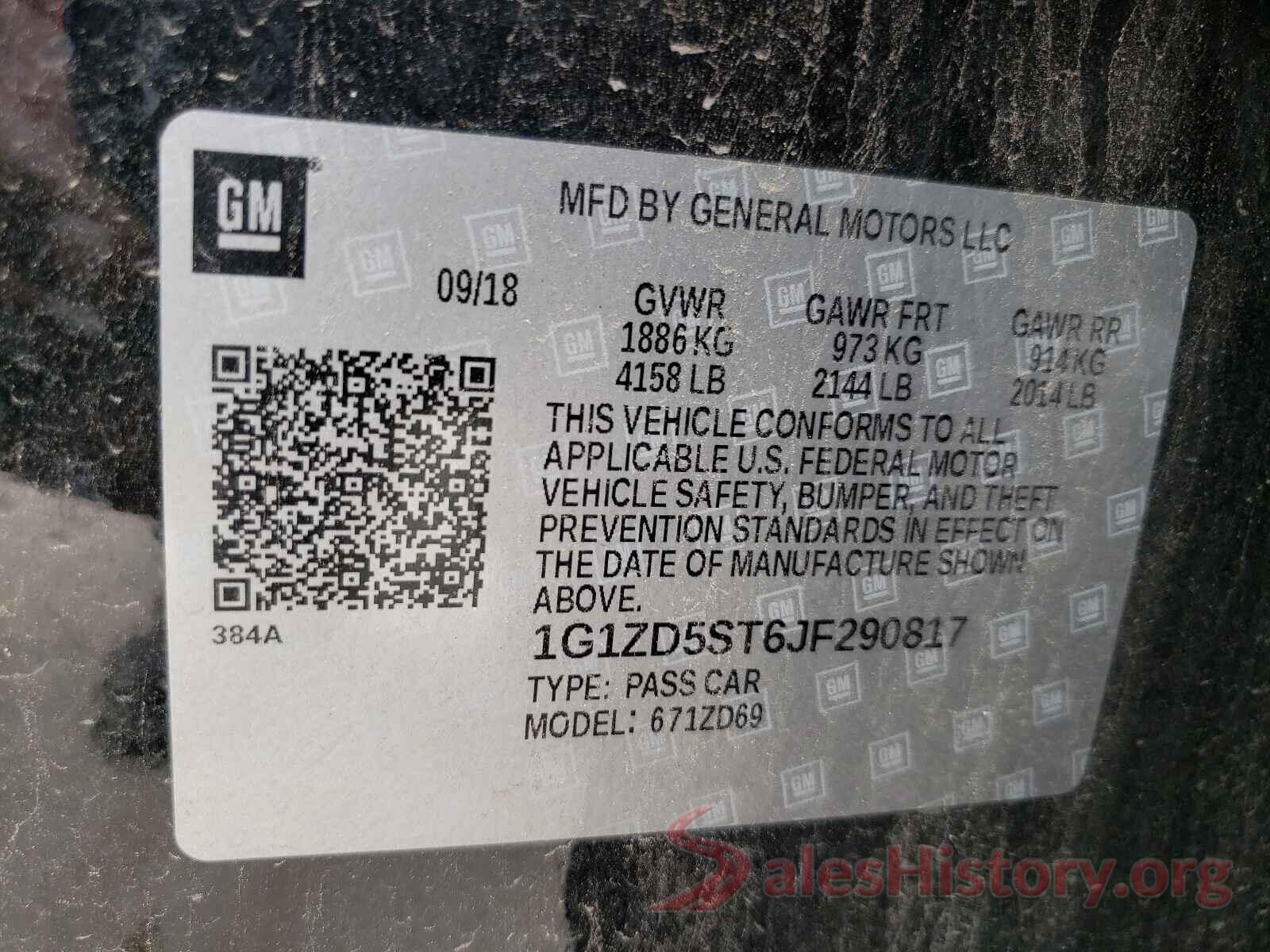 1G1ZD5ST6JF290817 2018 CHEVROLET MALIBU