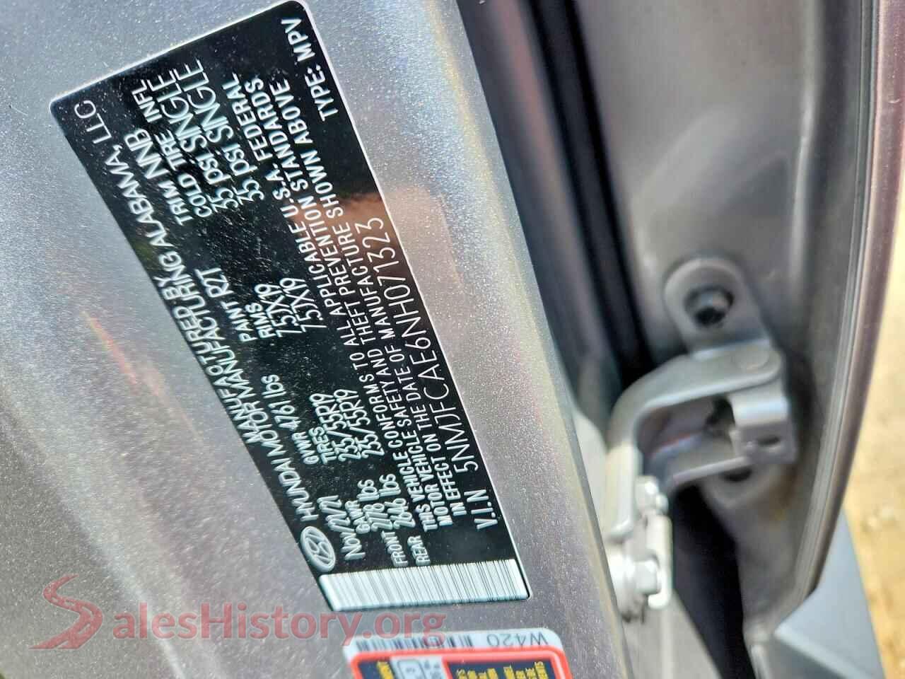 2022 HYUNDAI TUCSON VIN 5NMJFCAE6NH071323, trunk area
