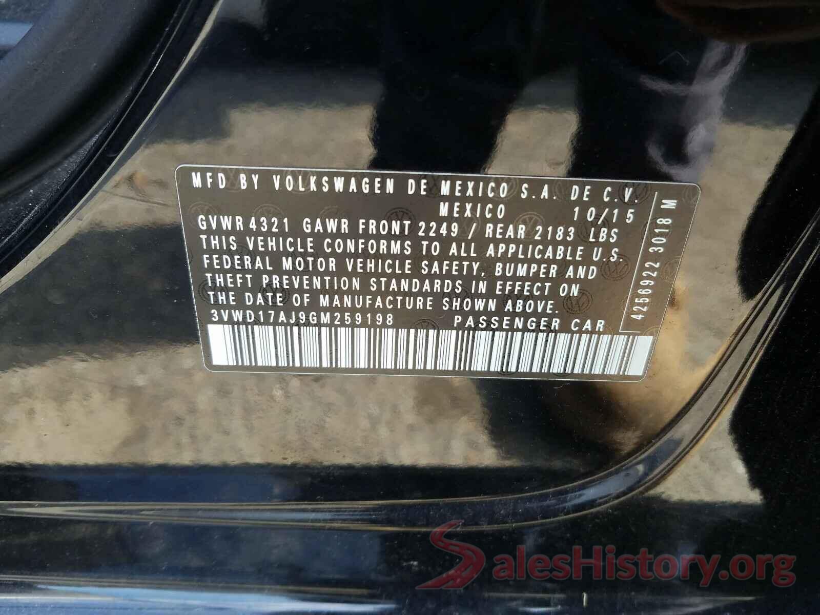 3VWD17AJ9GM259198 2016 VOLKSWAGEN JETTA