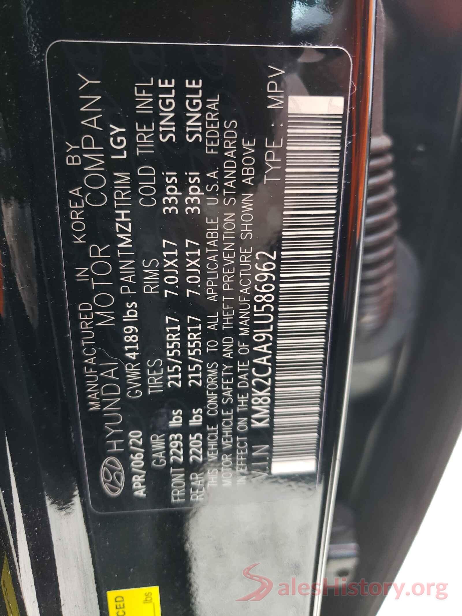 KM8K2CAA9LU586962 2020 HYUNDAI KONA