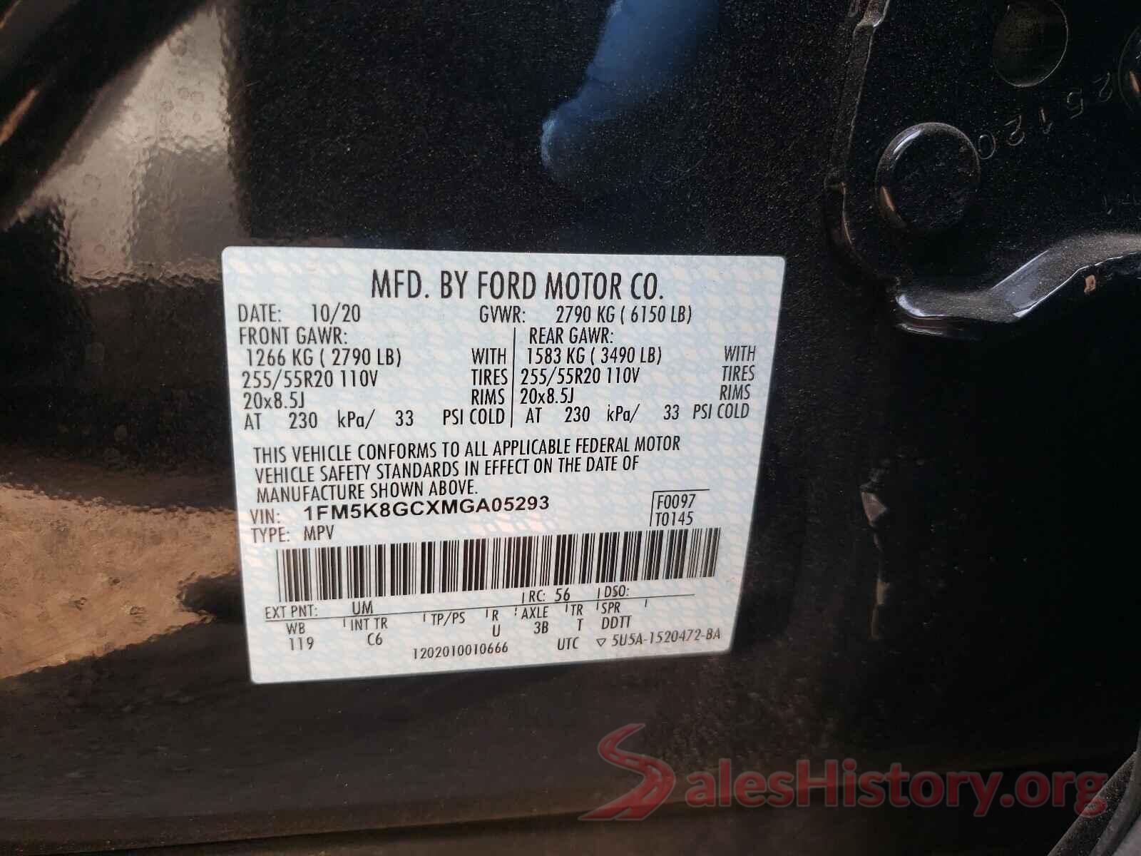 1FM5K8GCXMGA05293 2021 FORD EXPLORER