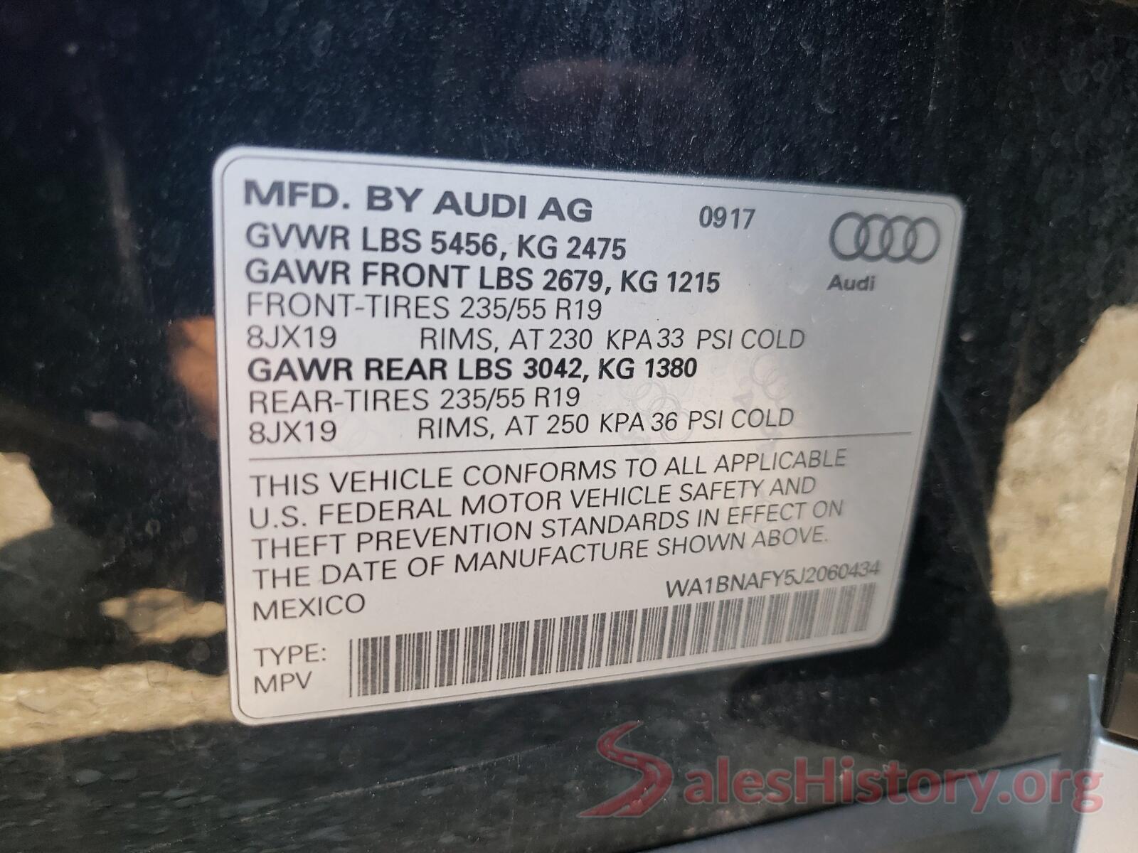 WA1BNAFY5J2060434 2018 AUDI Q5