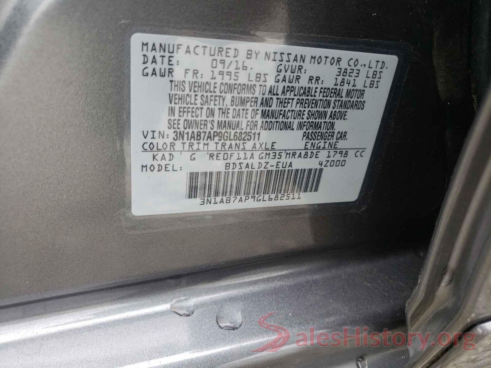 3N1AB7AP9GL682511 2016 NISSAN SENTRA