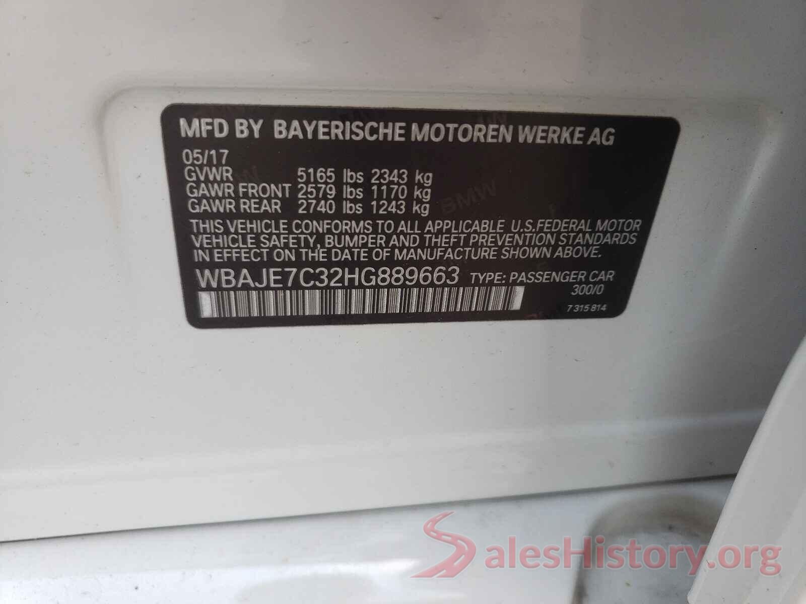 WBAJE7C32HG889663 2017 BMW 5 SERIES