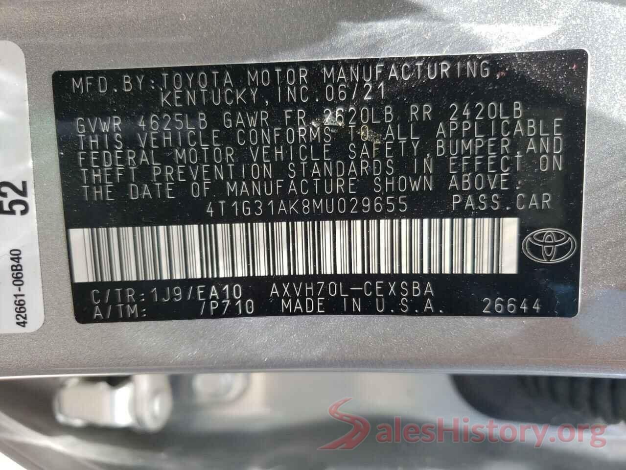 4T1G31AK8MU029655 2021 TOYOTA CAMRY