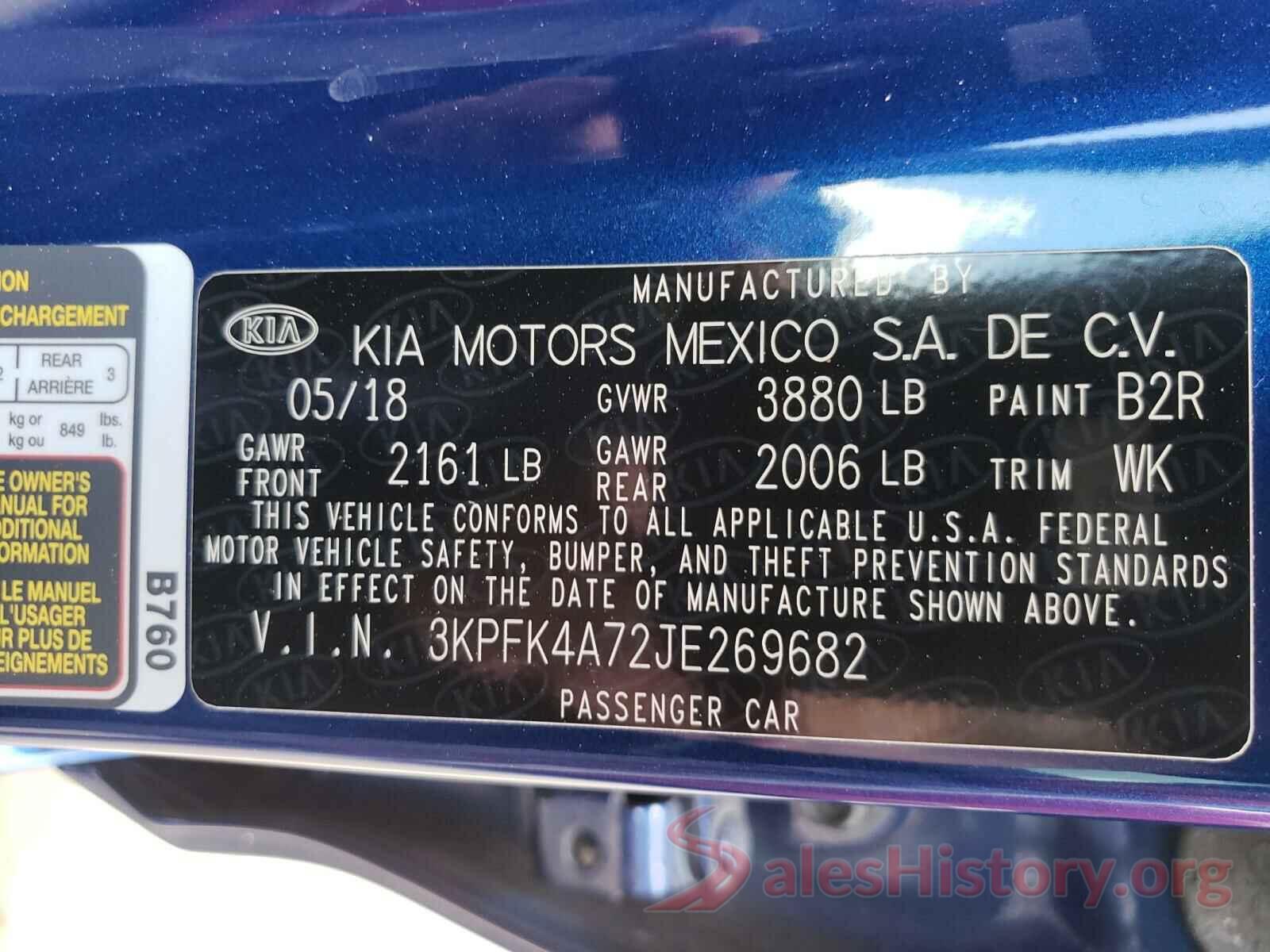 3KPFK4A72JE269682 2018 KIA FORTE