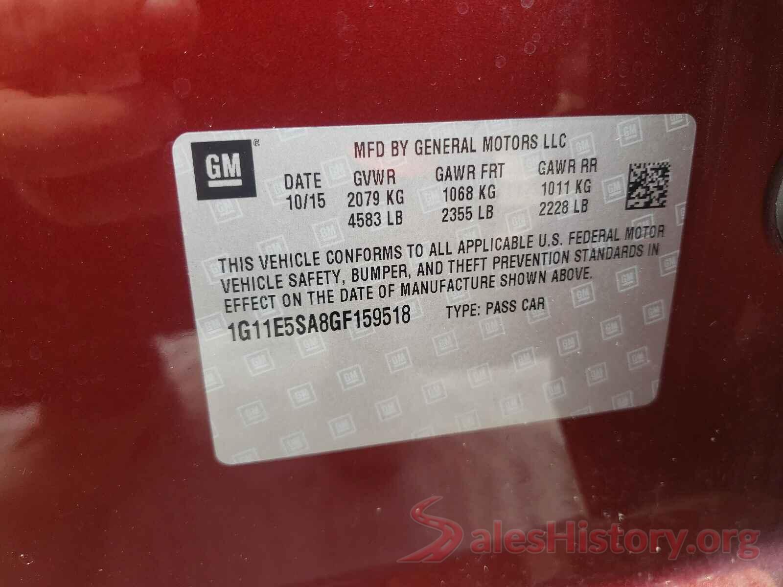 1G11E5SA8GF159518 2016 CHEVROLET MALIBU