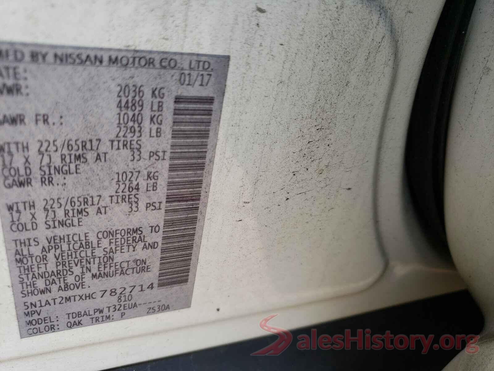 5N1AT2MTXHC782714 2017 NISSAN ROGUE