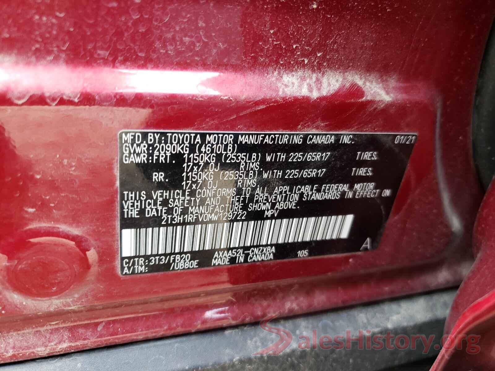 2T3H1RFV0MW129722 2021 TOYOTA RAV4