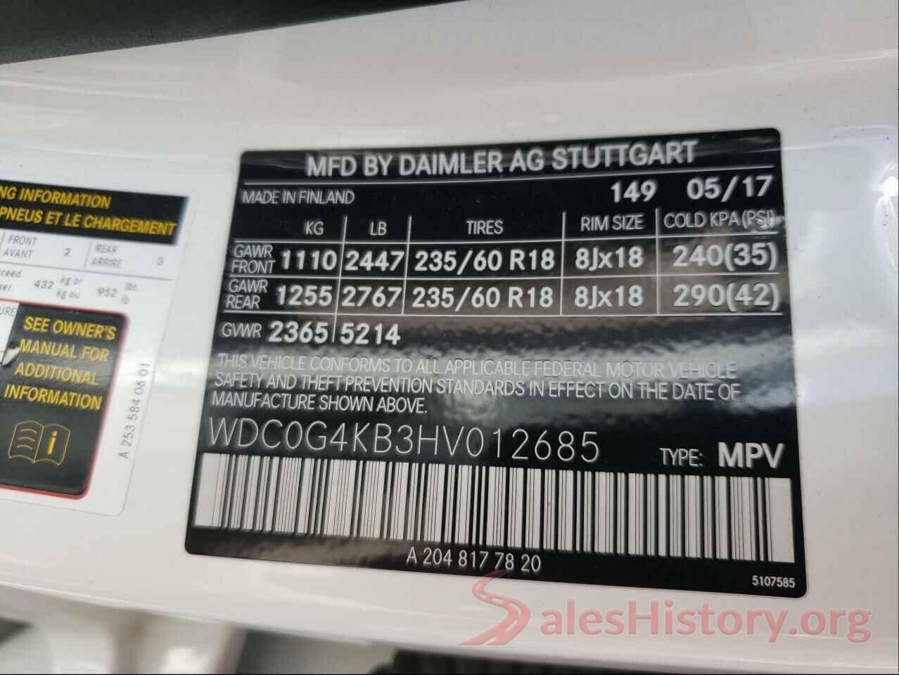 WDC0G4KB3HV012685 2017 MERCEDES-BENZ GLC-CLASS