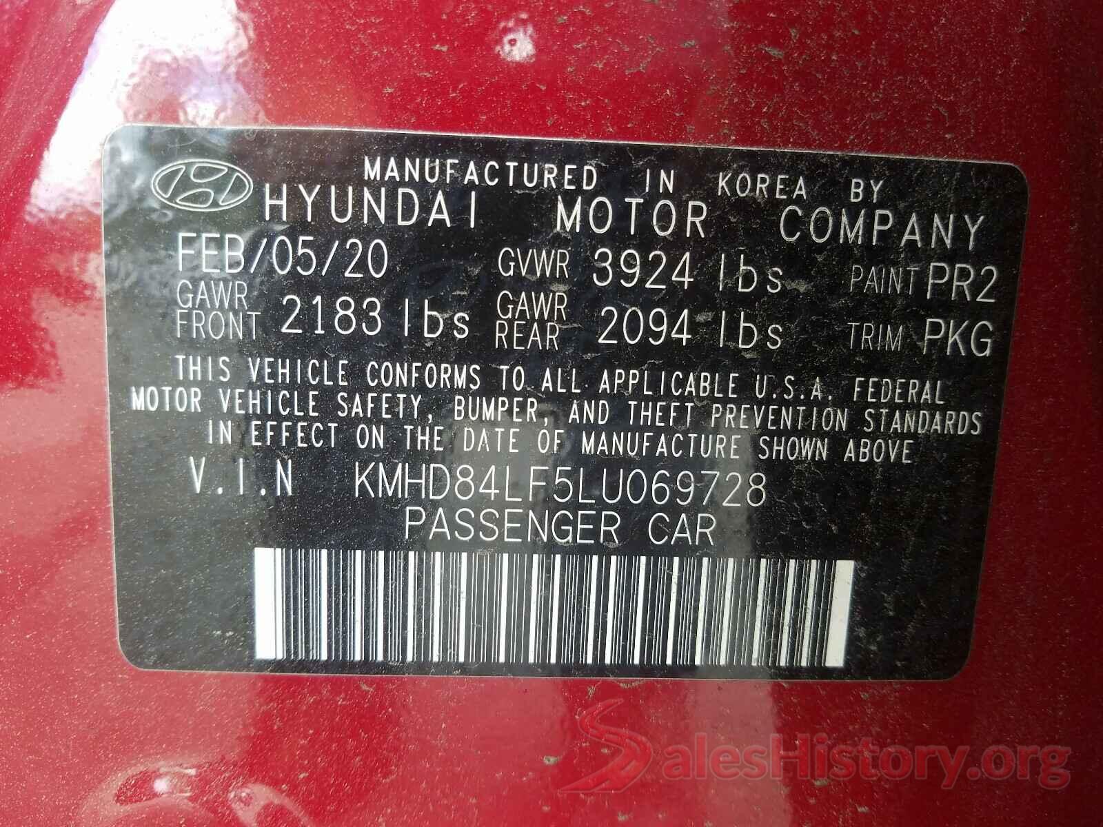 KMHD84LF5LU069728 2020 HYUNDAI ELANTRA