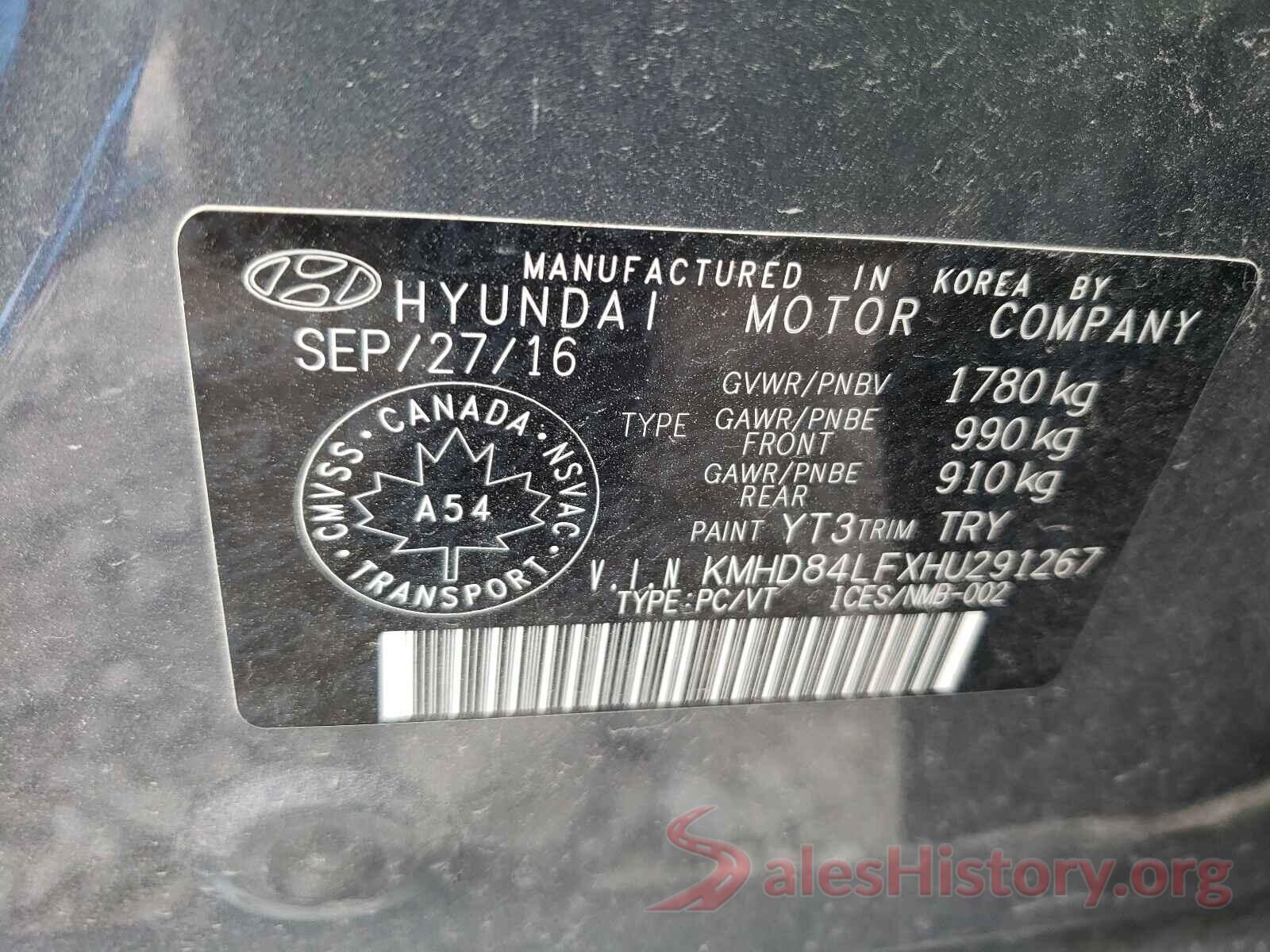 KMHD84LFXHU291267 2017 HYUNDAI ELANTRA