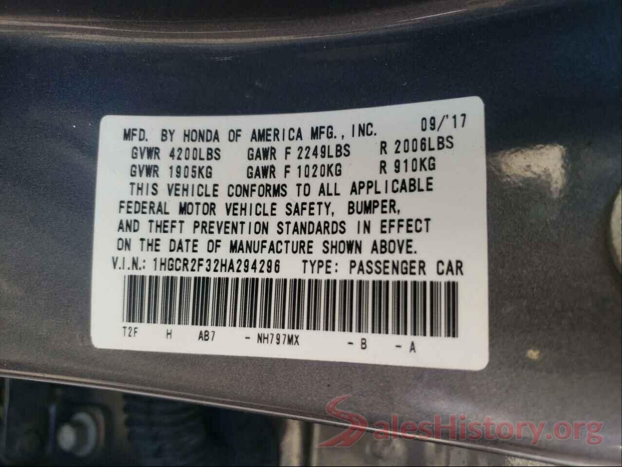 1HGCR2F32HA294296 2017 HONDA ACCORD