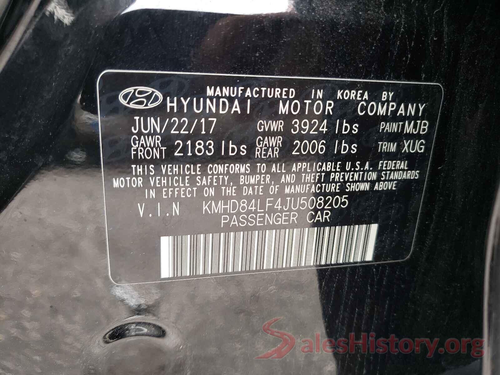 KMHD84LF4JU508205 2018 HYUNDAI ELANTRA