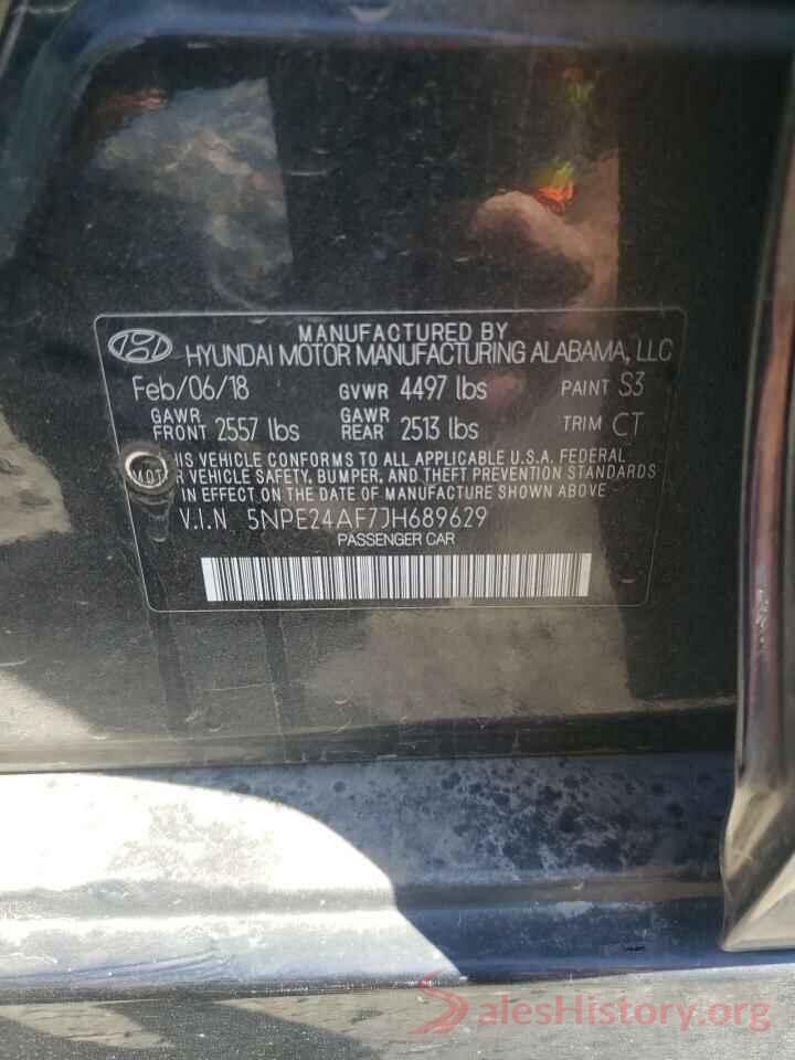 5NPE24AF7JH689629 2018 HYUNDAI SONATA