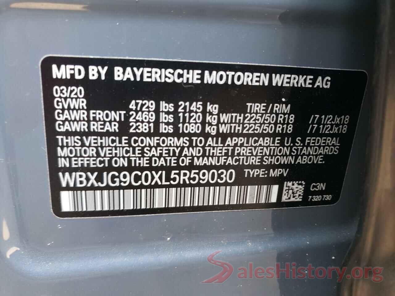 WBXJG9C0XL5R59030 2020 BMW X1