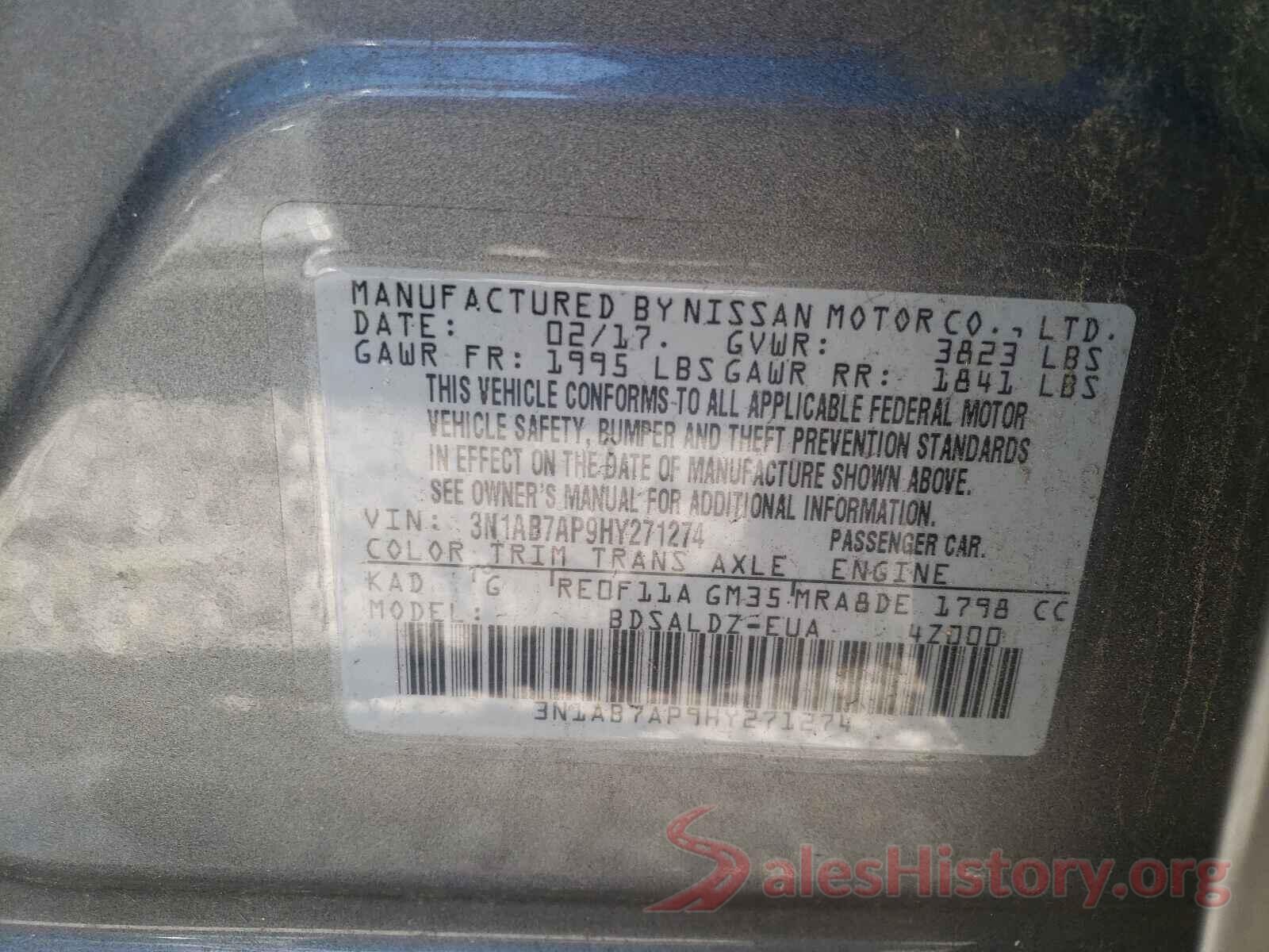 3N1AB7AP9HY271274 2017 NISSAN SENTRA