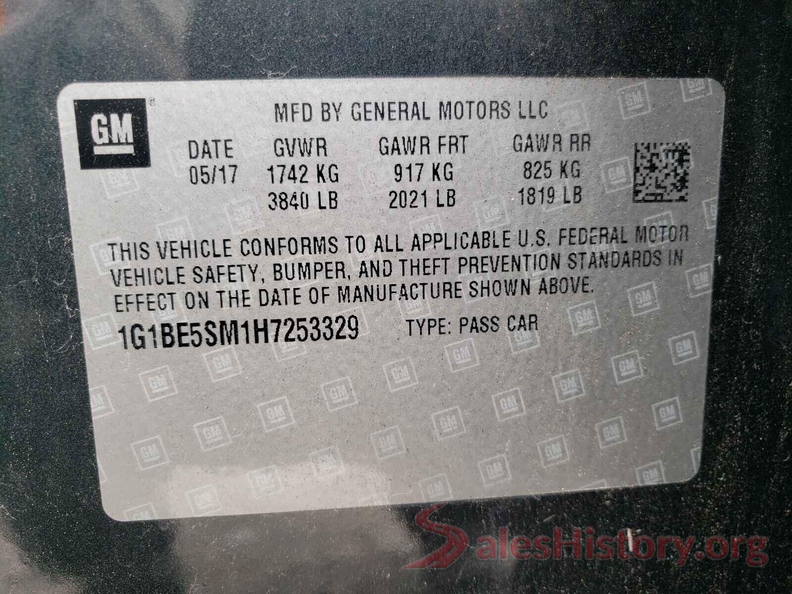 1G1BE5SM1H7253329 2017 CHEVROLET CRUZE