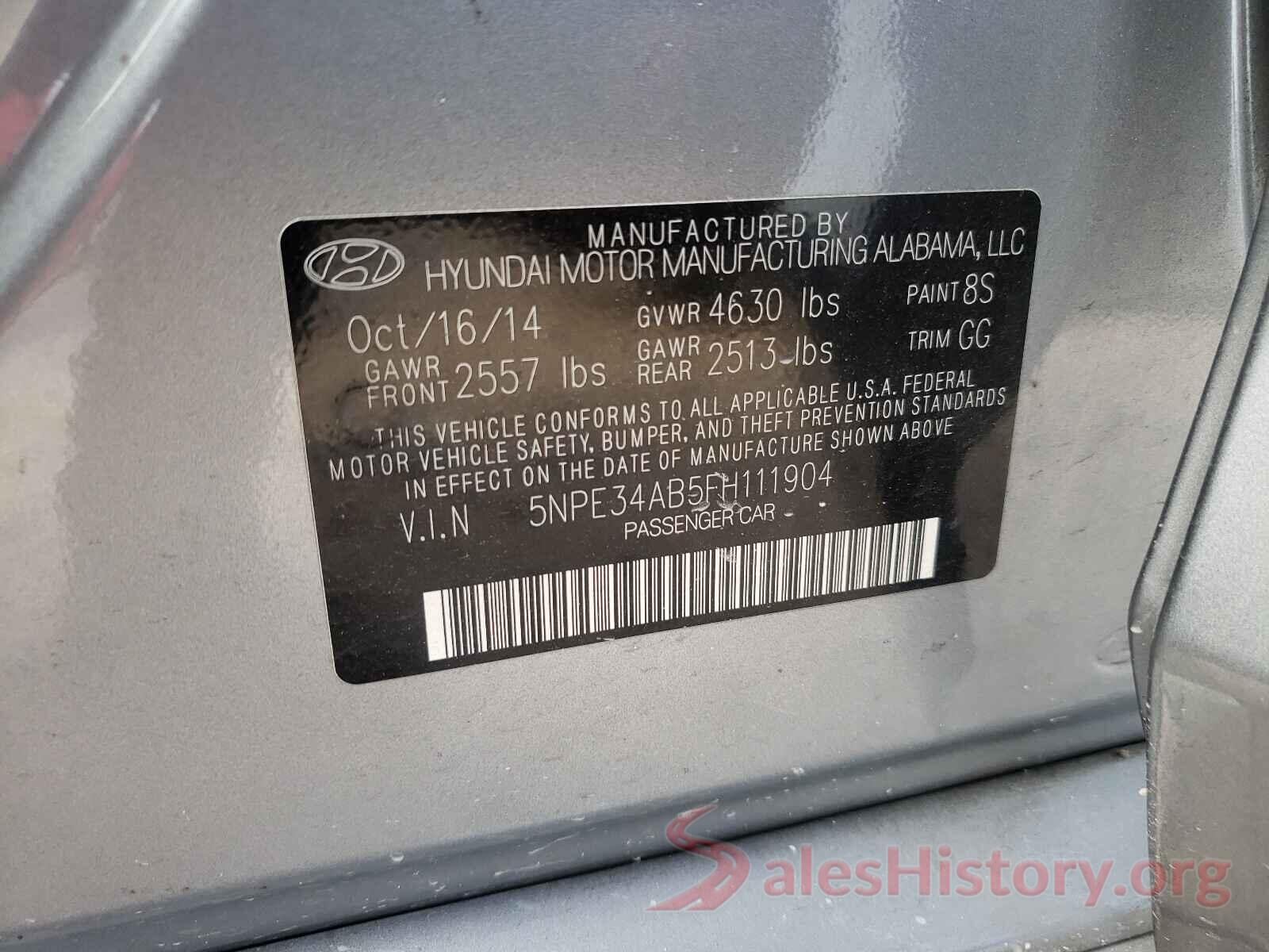 5NPE34AB5FH111904 2015 HYUNDAI SONATA