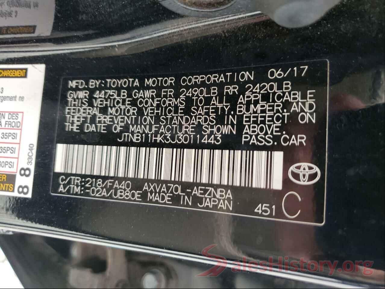 JTNB11HK3J3011443 2018 TOYOTA CAMRY