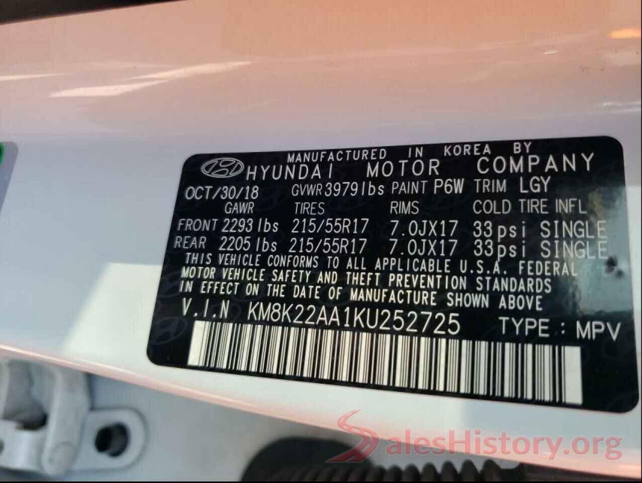 KM8K22AA1KU252725 2019 HYUNDAI KONA