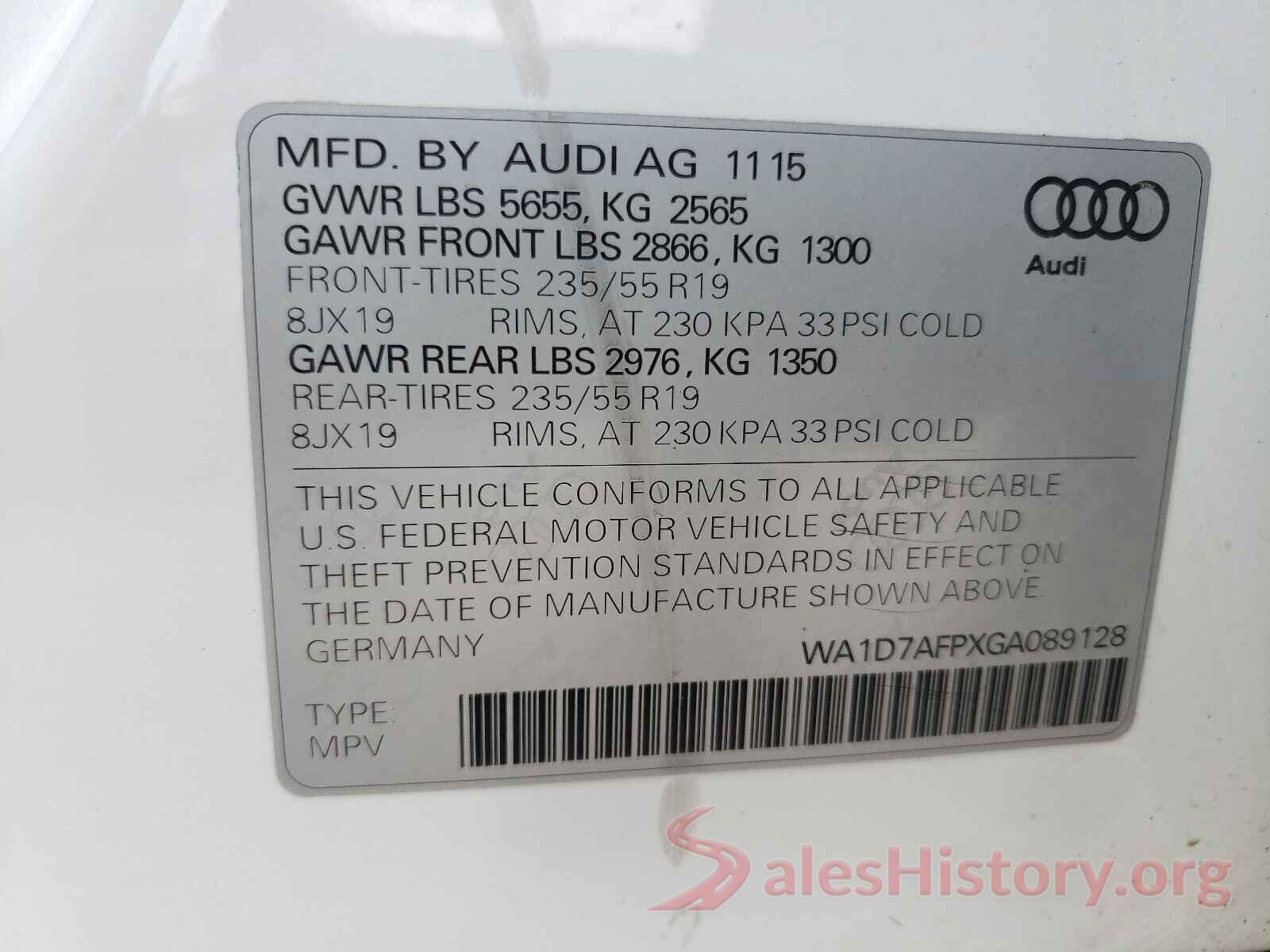 WA1D7AFPXGA089128 2016 AUDI Q5