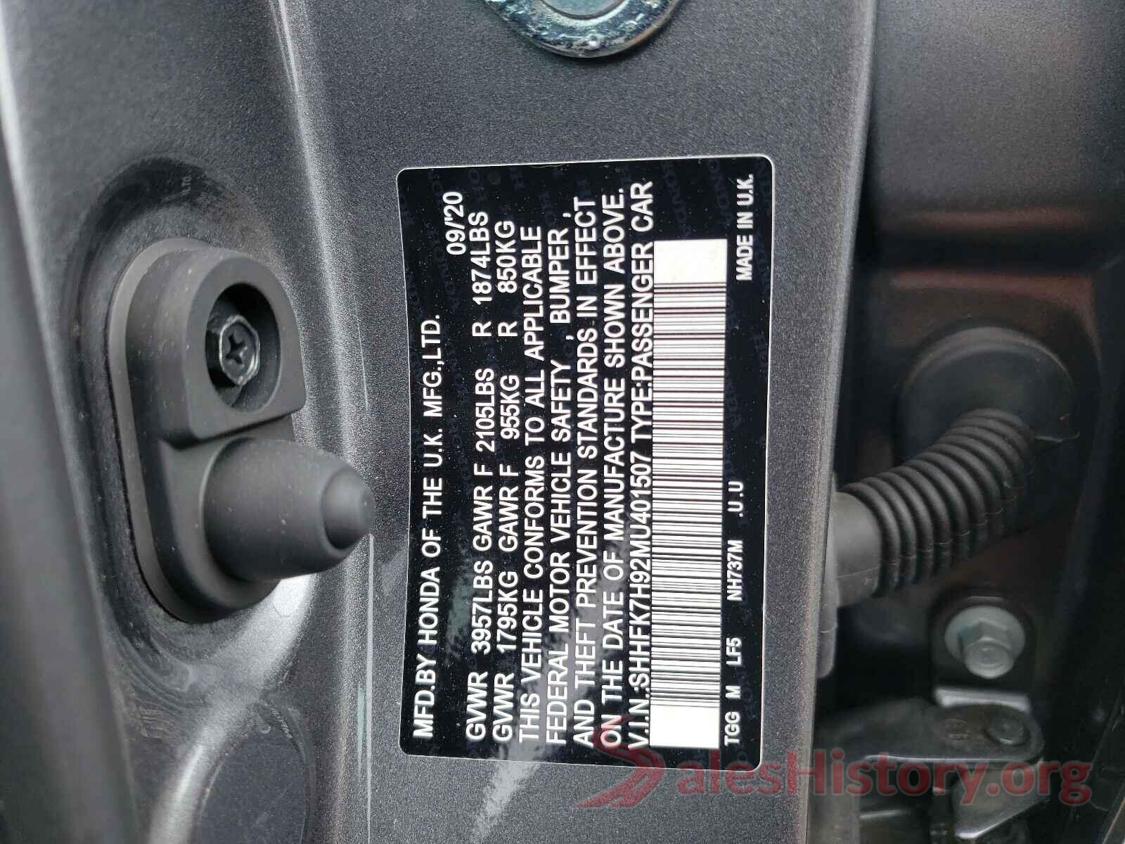 SHHFK7H92MU401507 2021 HONDA CIVIC