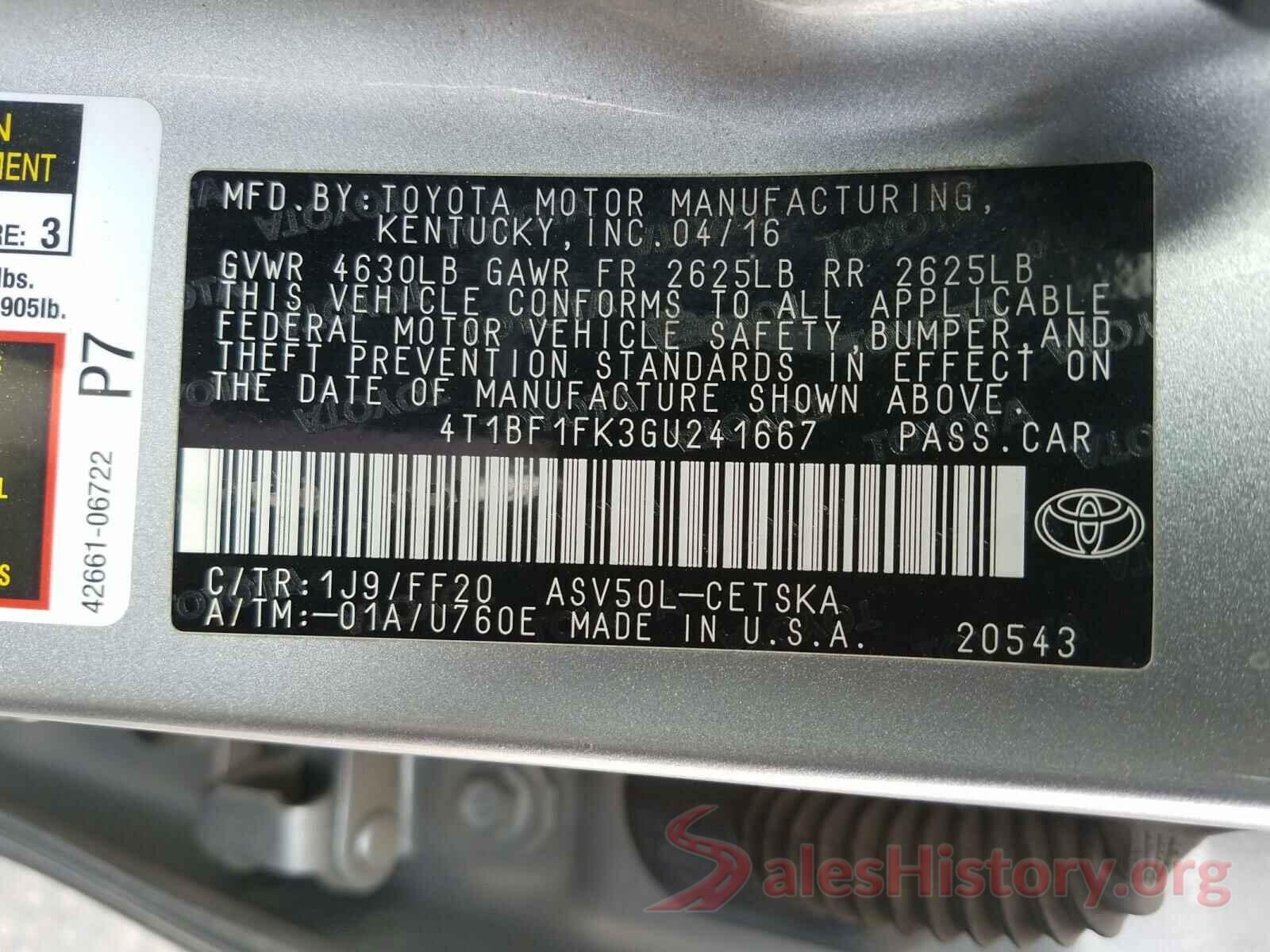 4T1BF1FK3GU241667 2016 TOYOTA CAMRY