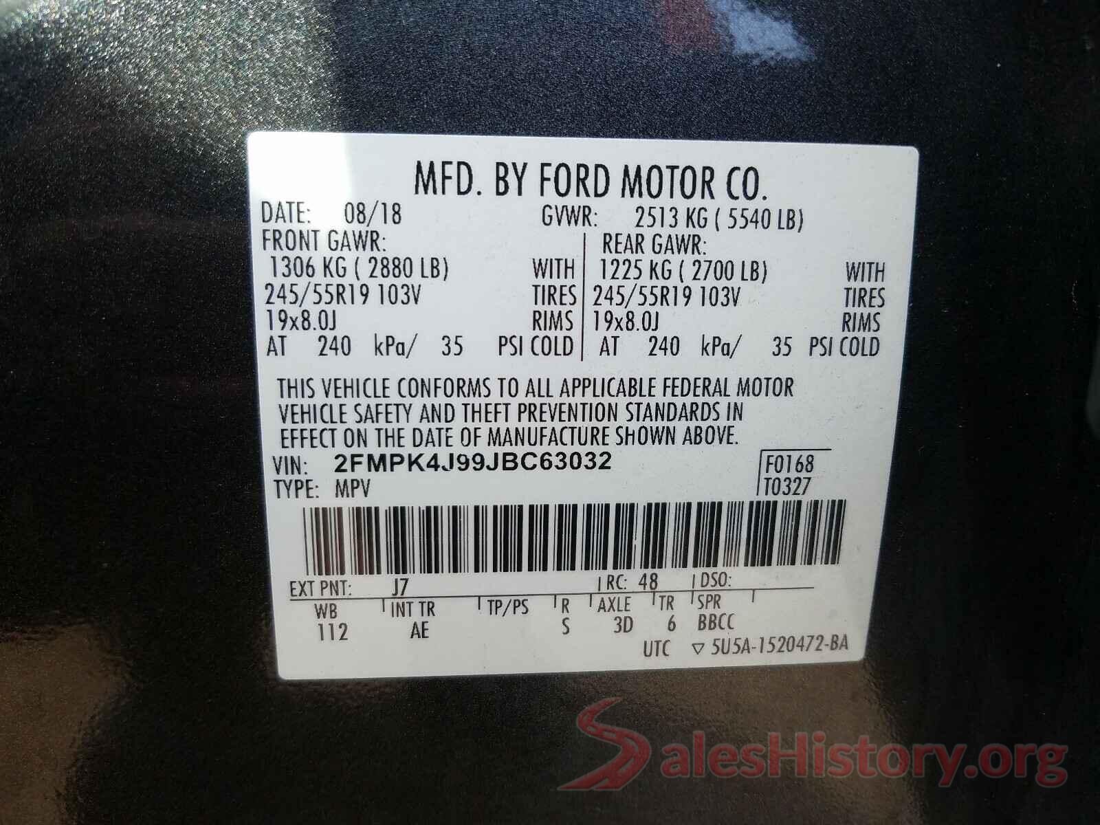 2FMPK4J99JBC63032 2018 FORD EDGE