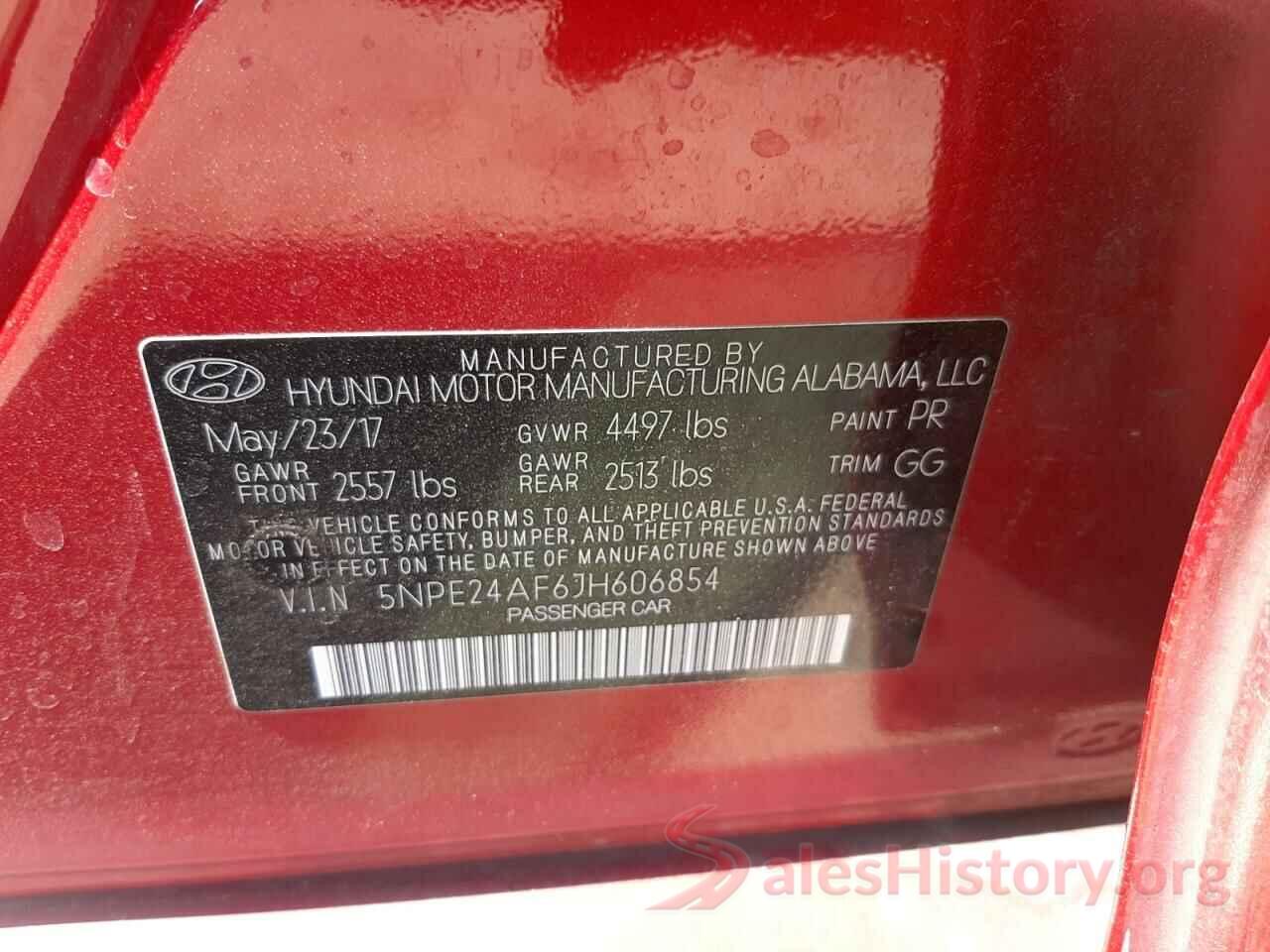 5NPE24AF6JH606854 2018 HYUNDAI SONATA