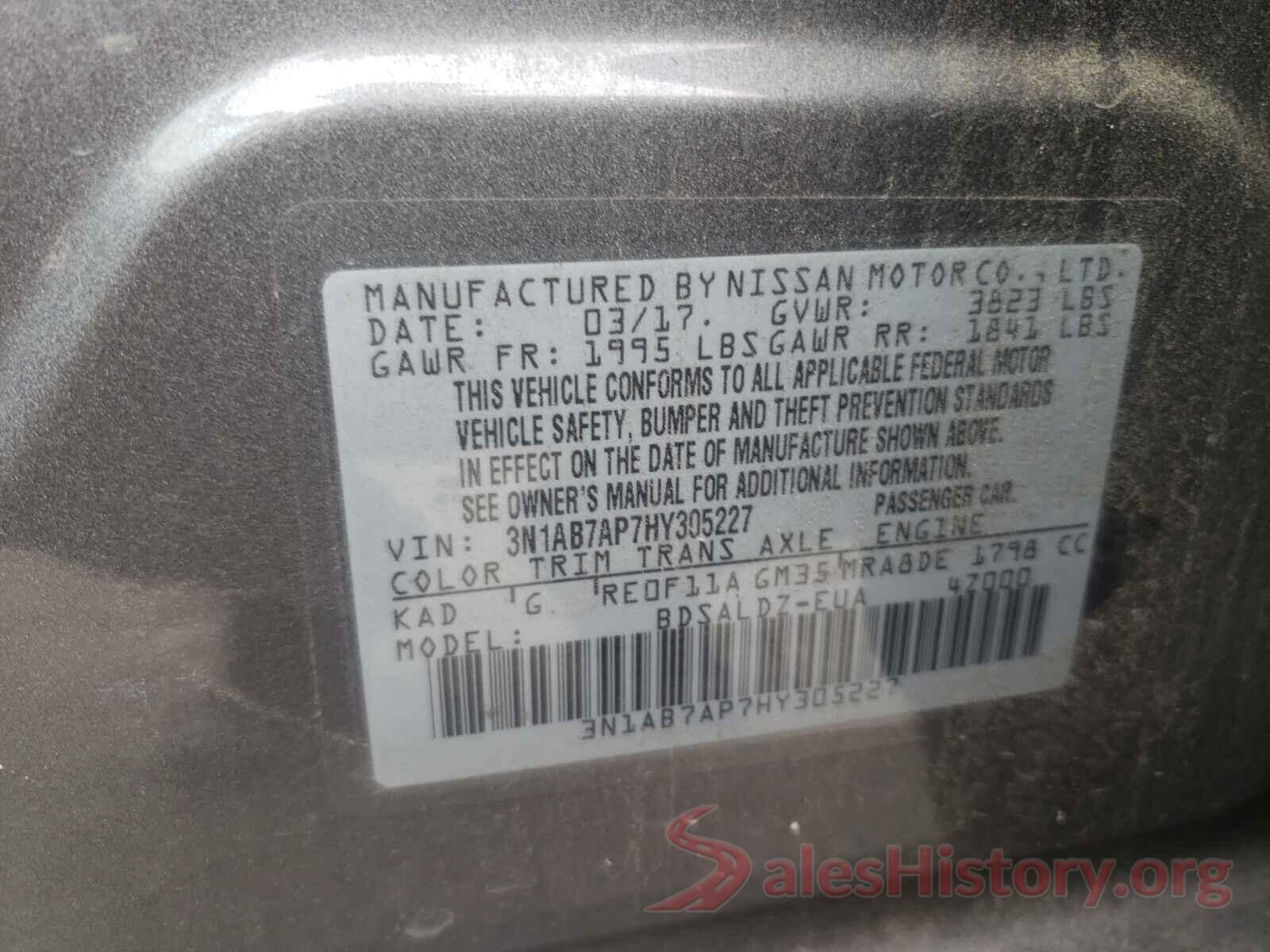 3N1AB7AP7HY305227 2017 NISSAN SENTRA