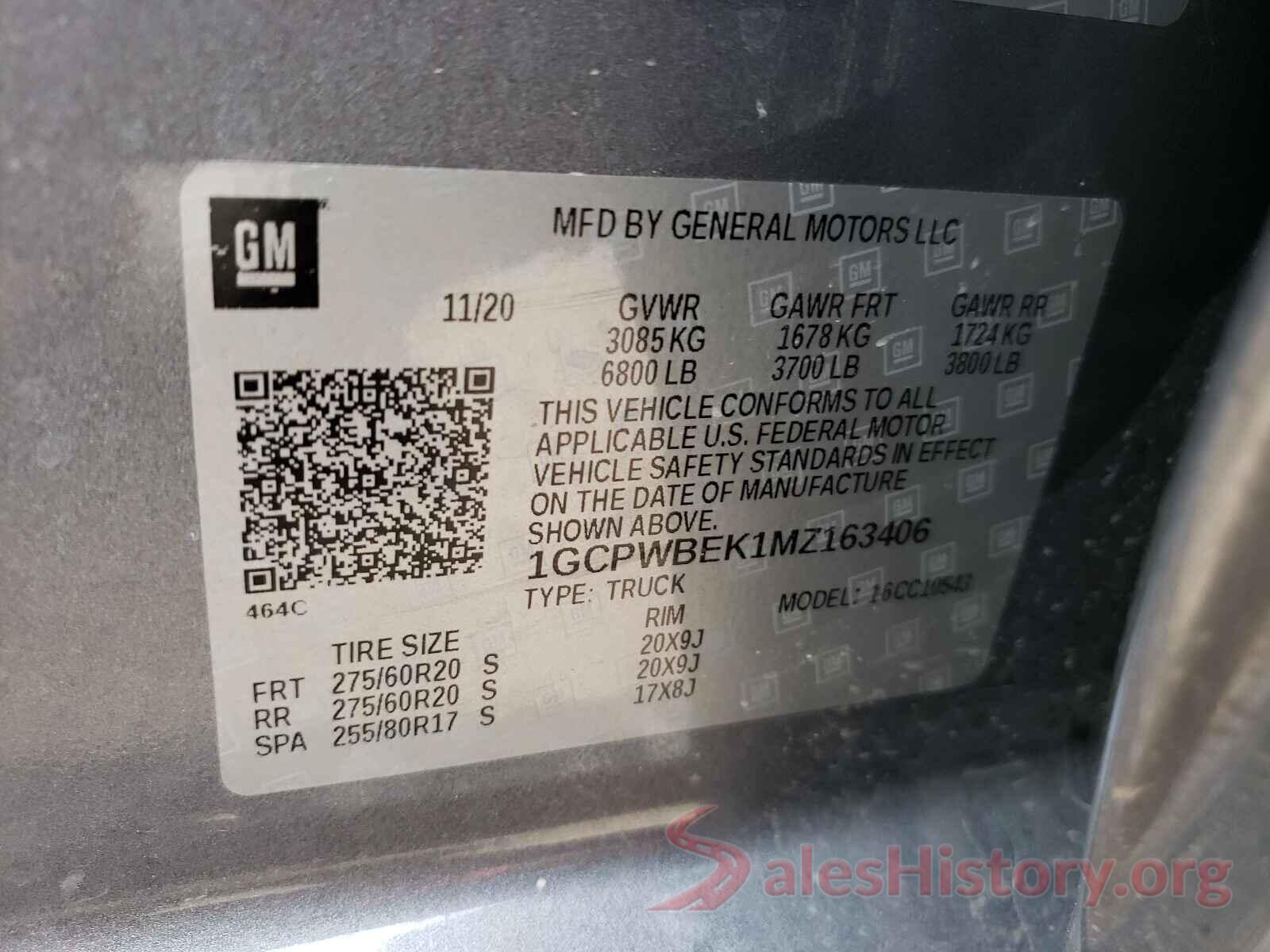 1GCPWBEK1MZ163406 2021 CHEVROLET SILVERADO