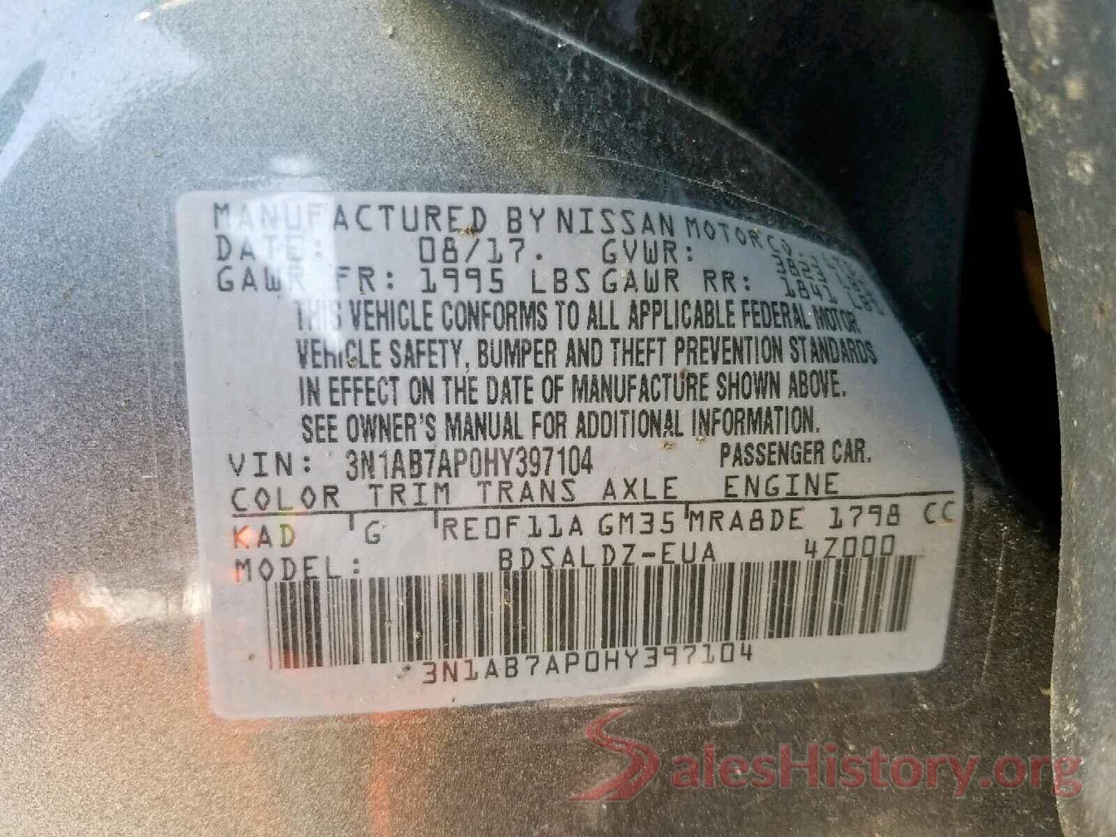 3N1AB7AP0HY397104 2017 NISSAN SENTRA