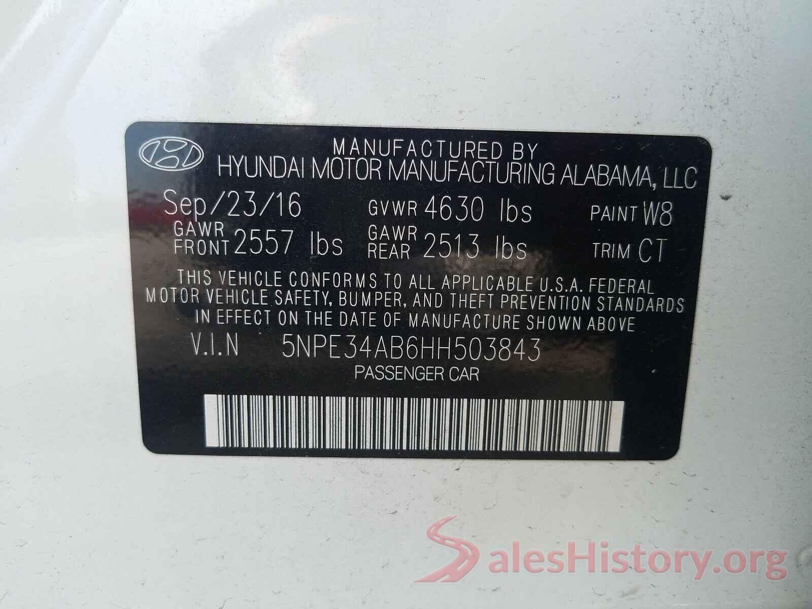 5NPE34AB6HH503843 2017 HYUNDAI SONATA