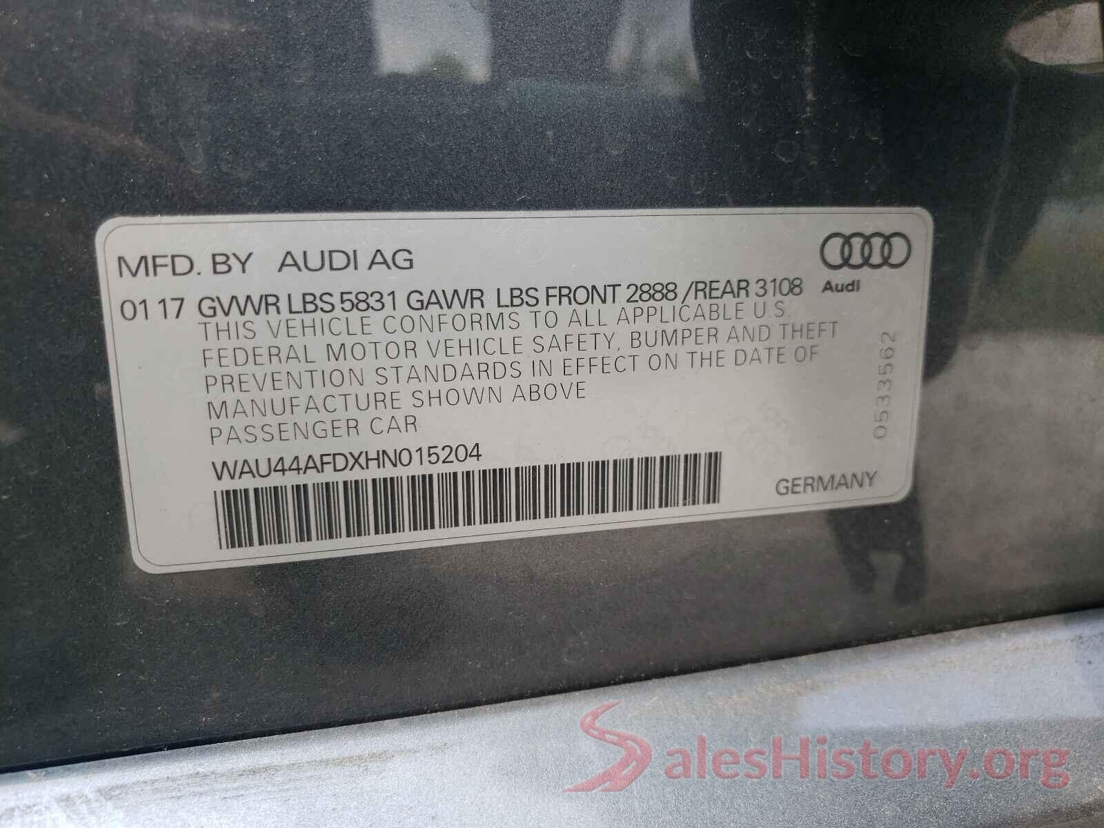 WAU44AFDXHN015204 2017 AUDI A8