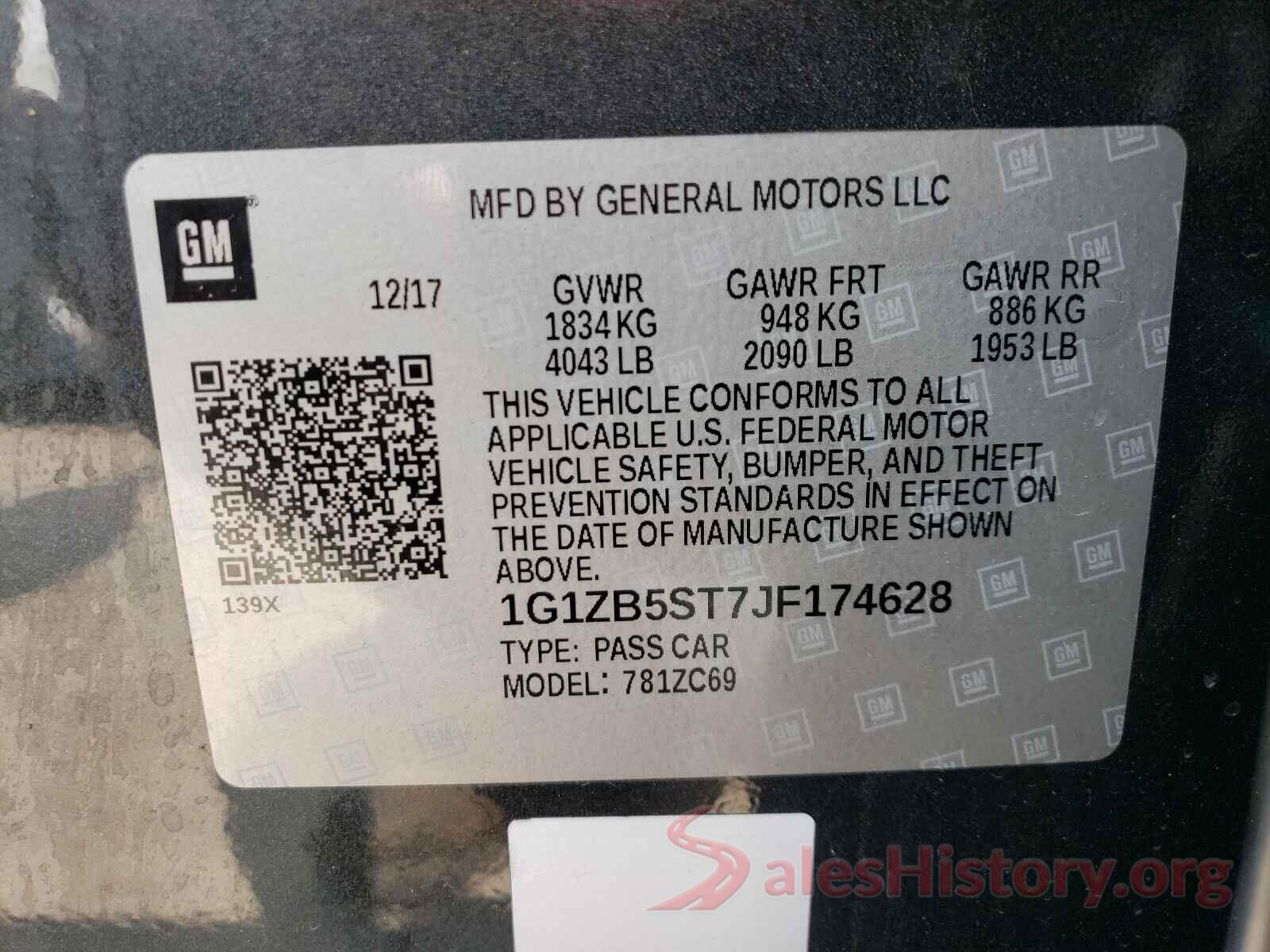 1G1ZB5ST7JF174628 2018 CHEVROLET MALIBU