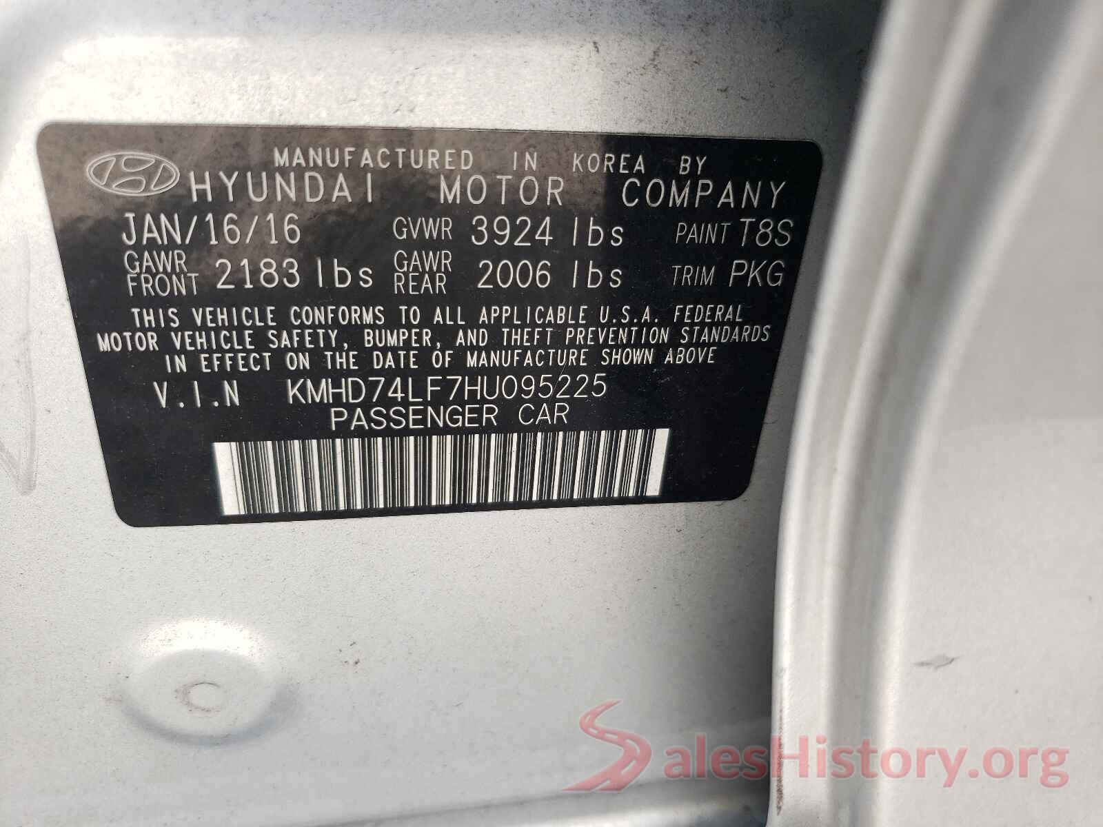 KMHD74LF7HU095225 2017 HYUNDAI ELANTRA