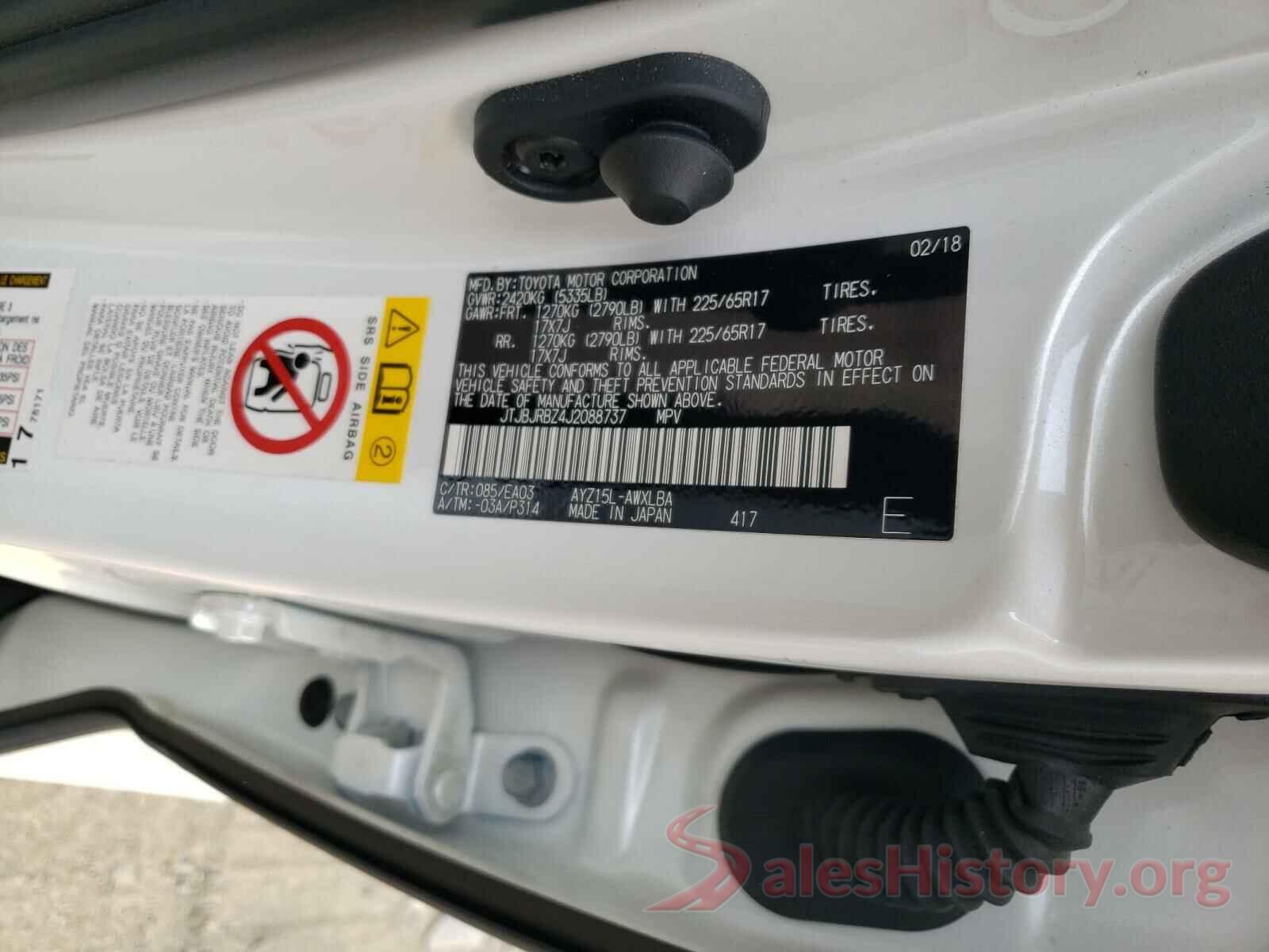 JTJBJRBZ4J2088737 2018 LEXUS NX