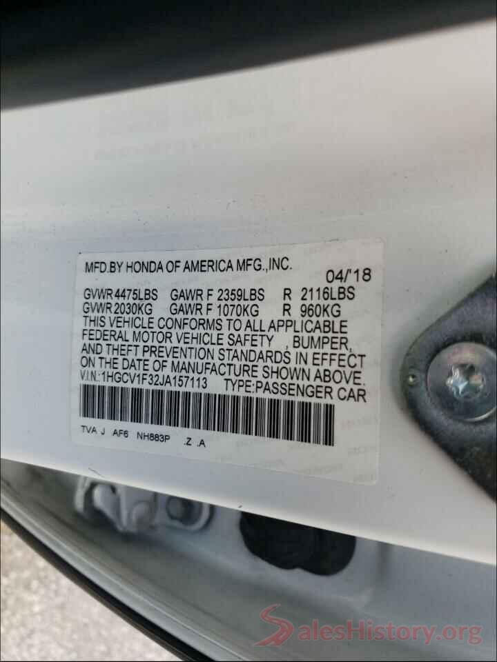 1HGCV1F32JA157113 2018 HONDA ACCORD