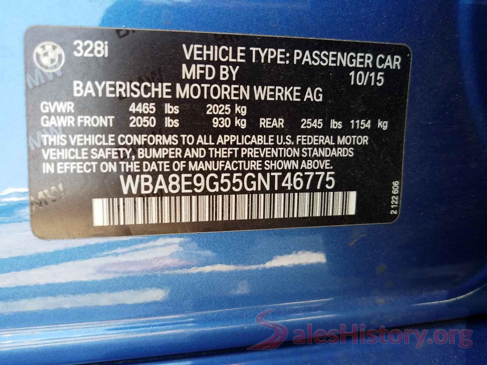 WBA8E9G55GNT46775 2016 BMW 3 SERIES