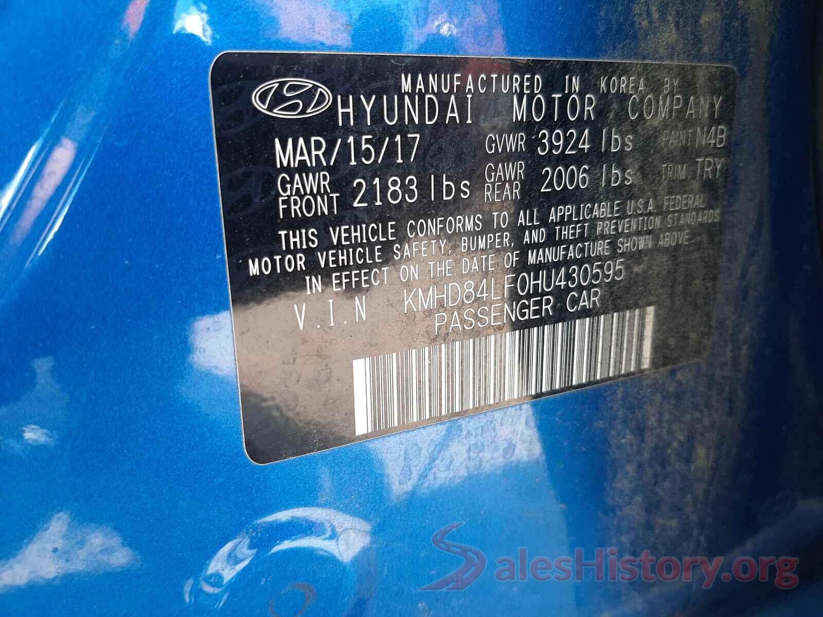 KMHD84LF0HU430595 2017 HYUNDAI ELANTRA