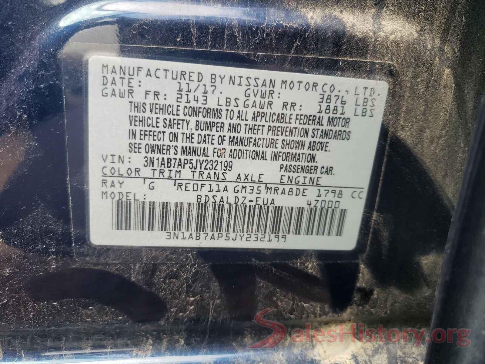 3N1AB7AP5JY232199 2018 NISSAN SENTRA