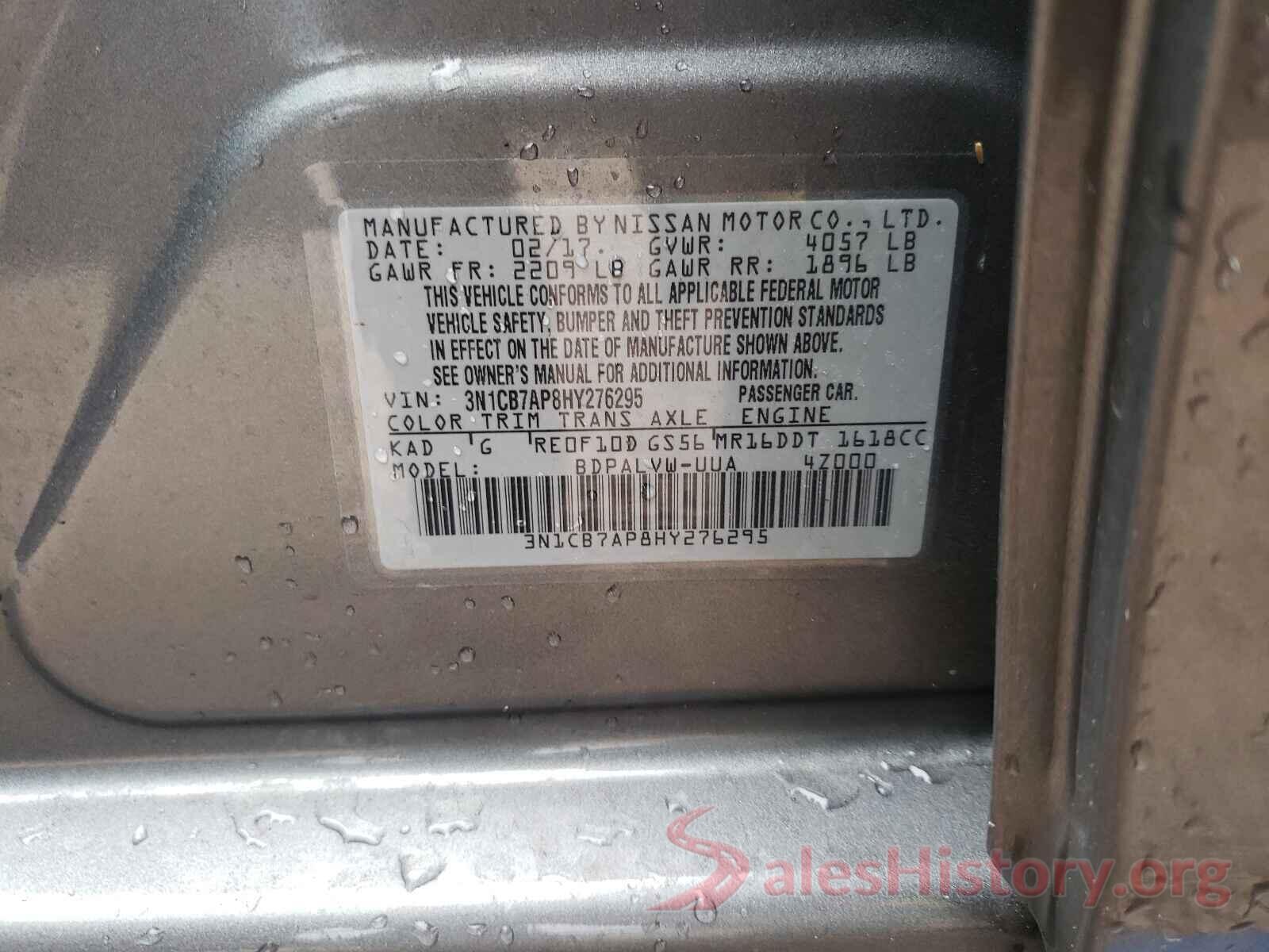 3N1CB7AP8HY276295 2017 NISSAN SENTRA