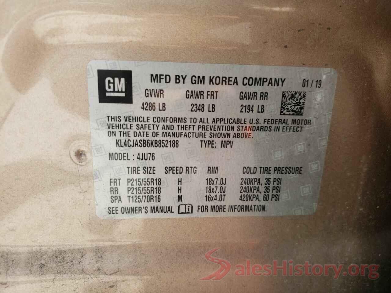 KL4CJASB6KB852188 2019 BUICK ENCORE